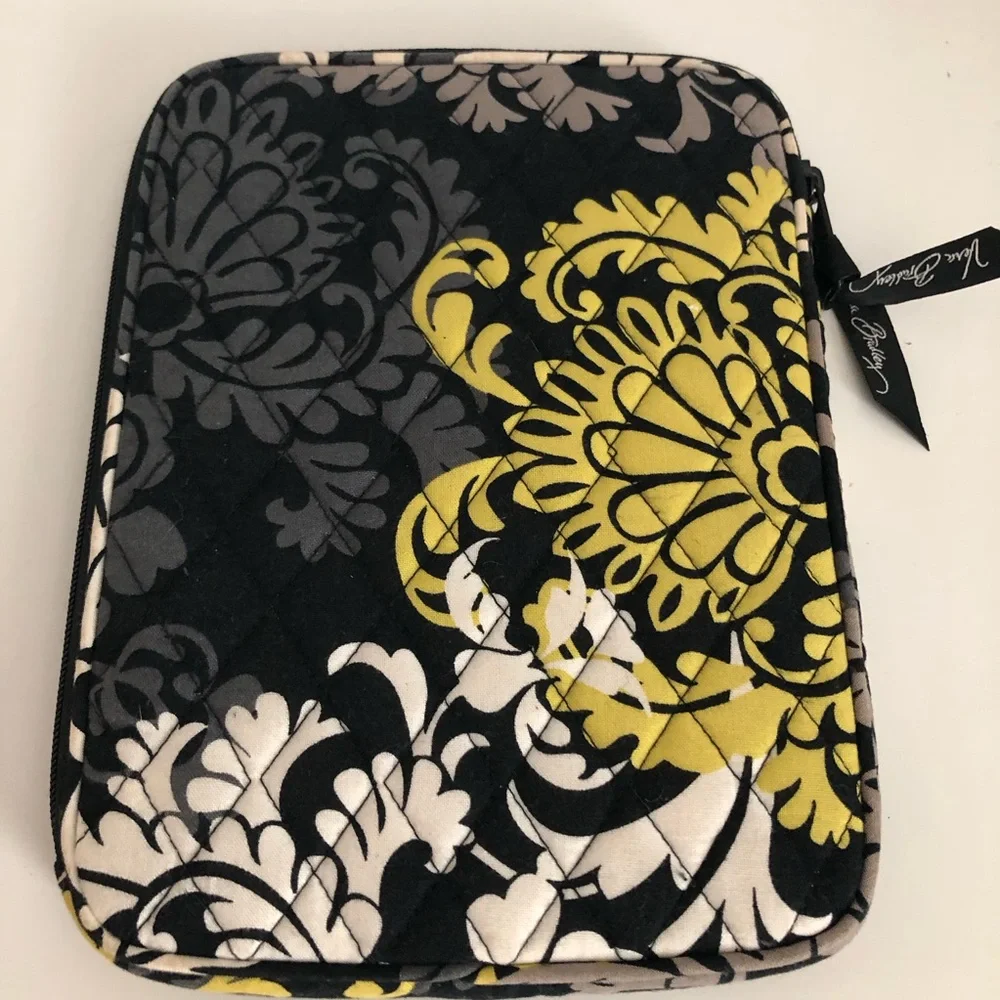 Vera Bradley Quilted Floral Tablet Sleeve with Yellow and Black Pattern